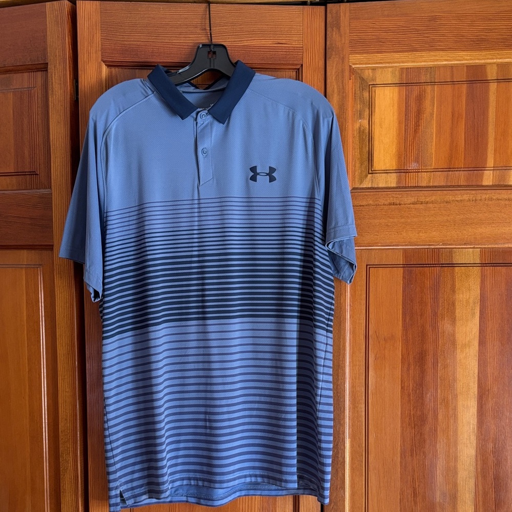 Under Armour Men's Striped Blue Polo Shirt